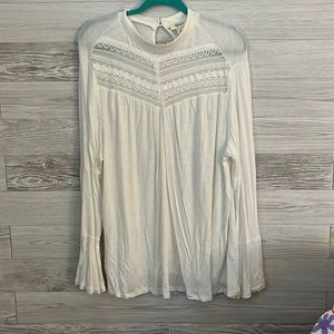 Style & Co long sleeve blouse, detailed neck line and bell sleeves